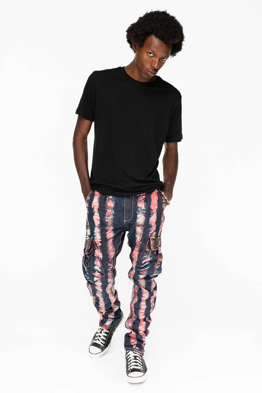 MENS PREDATOR CARGO PANTS WITH CRYSTALS IN PRISONER RED - Image 7