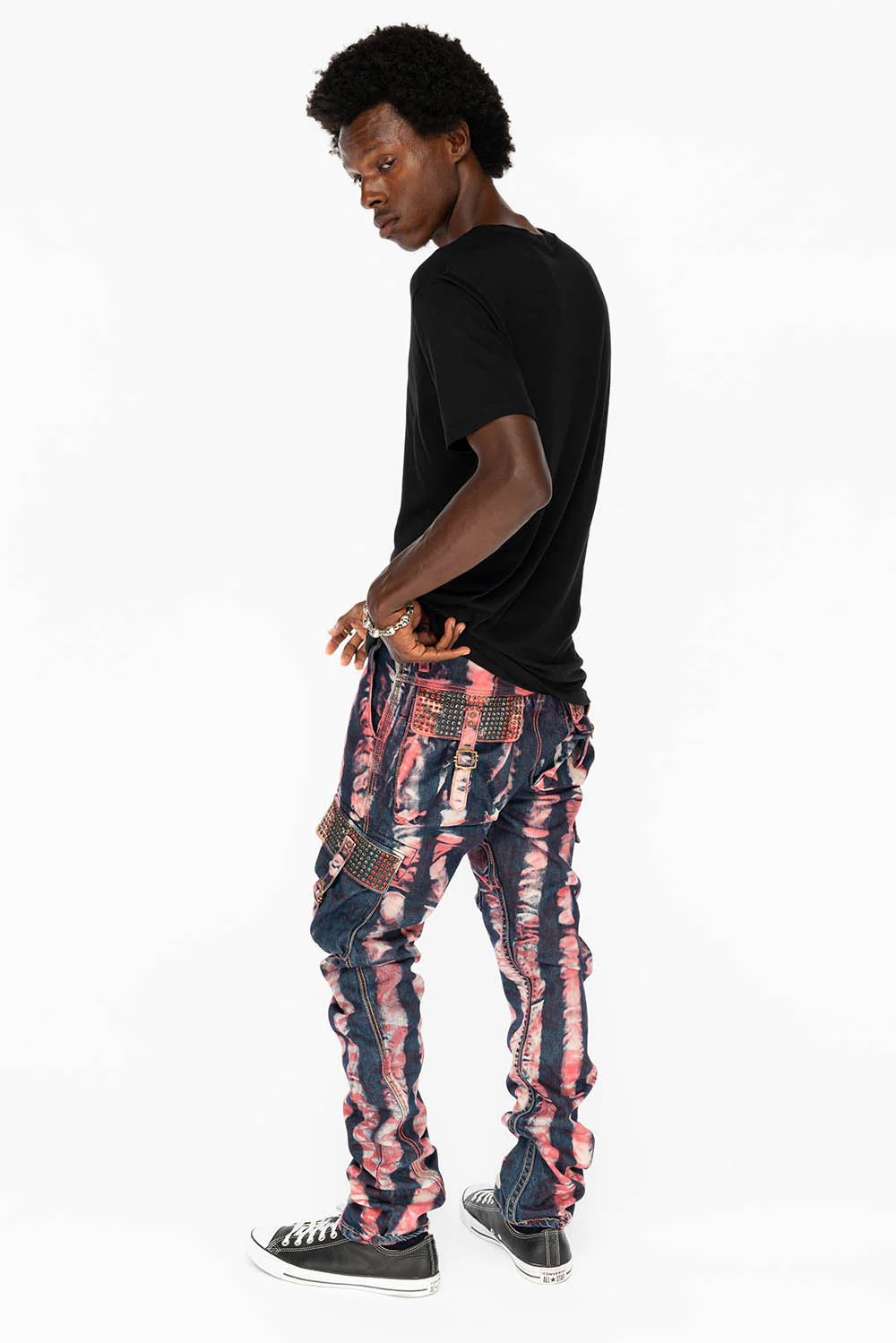 MENS PREDATOR CARGO PANTS WITH CRYSTALS IN PRISONER RED - Image 9