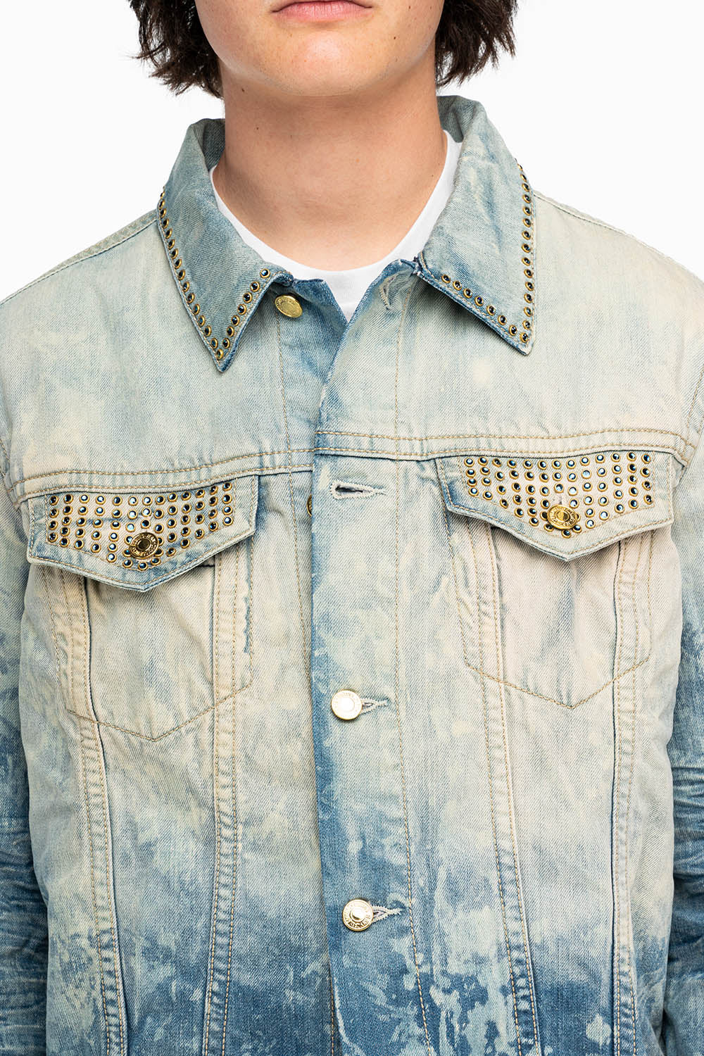 DENIM JACKET IN VINTAGE BLUE WITH CRYSTALS - Image 3