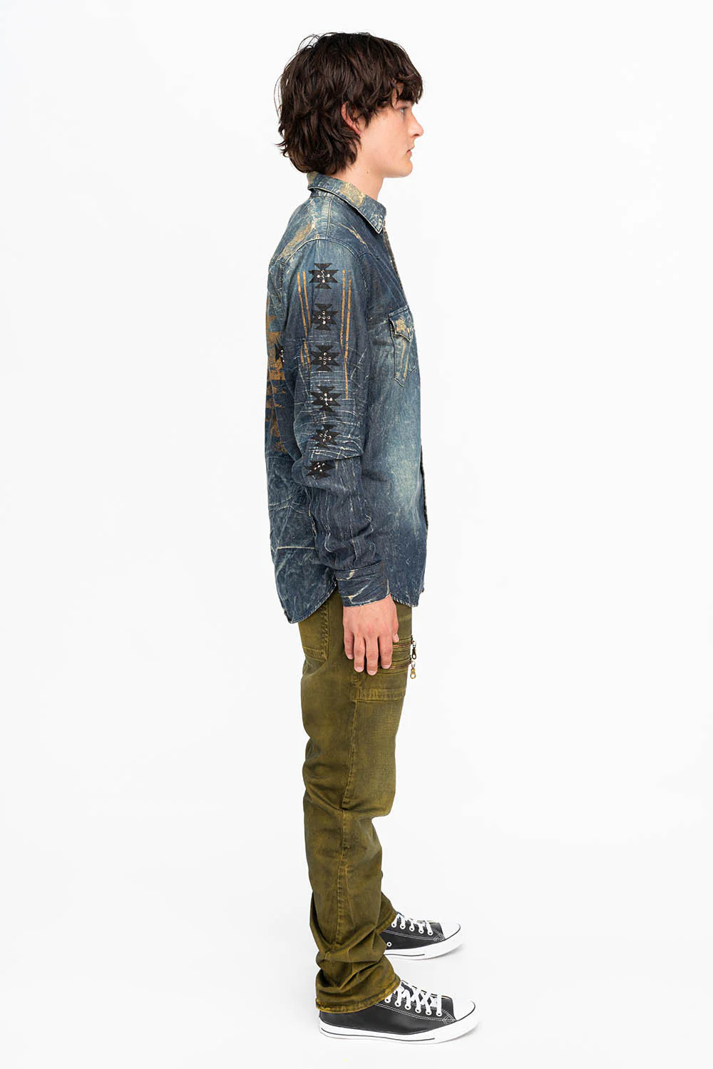 WESTERN STYLE MENS DENIM SHIRT WITH CRYSTALS - Image 4