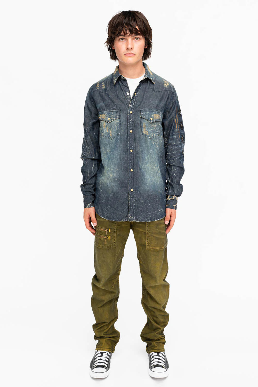 WESTERN STYLE MENS DENIM SHIRT WITH CRYSTALS - Image 5