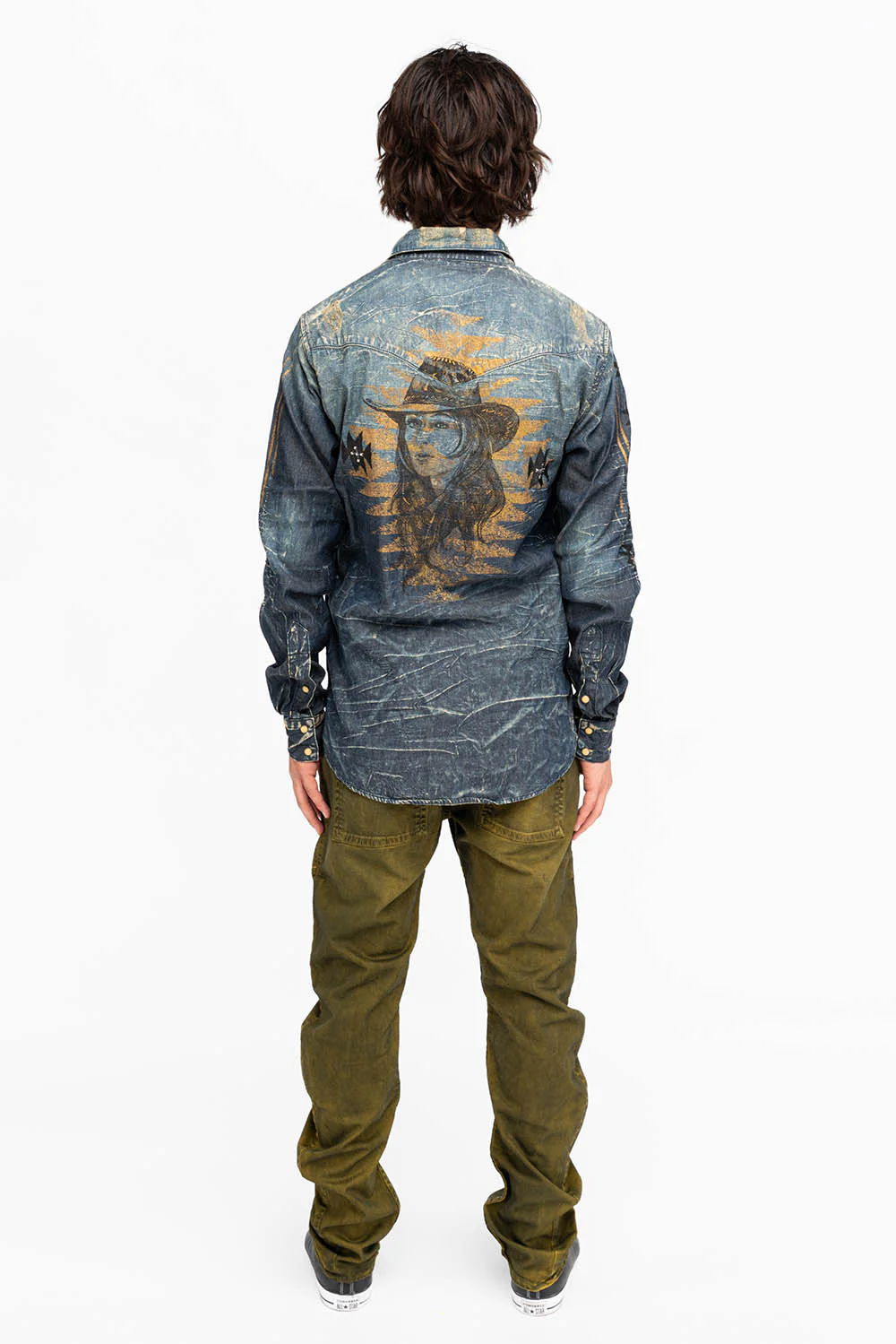 WESTERN STYLE MENS DENIM SHIRT WITH CRYSTALS - Image 6