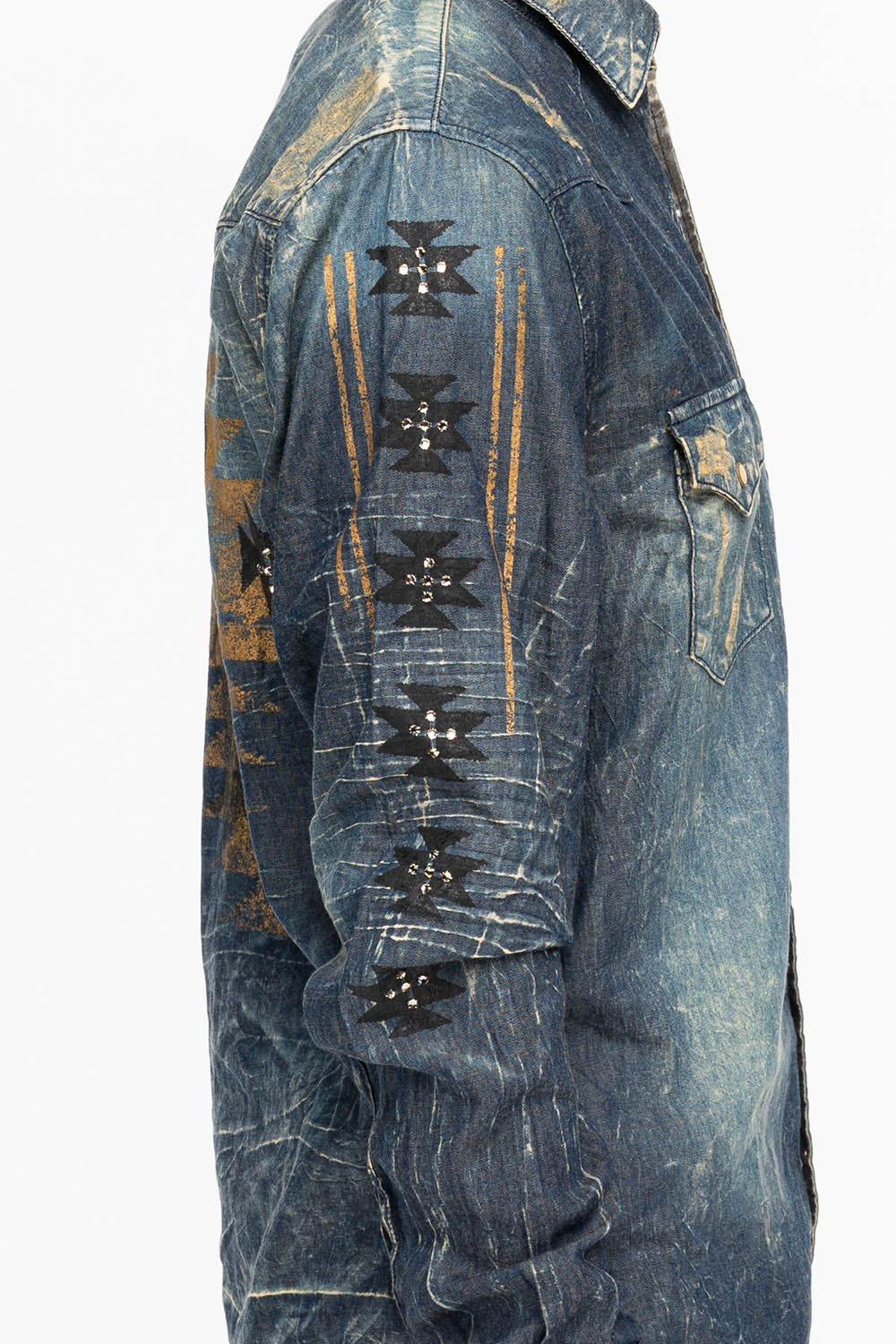 WESTERN STYLE MENS DENIM SHIRT WITH CRYSTALS - Image 7
