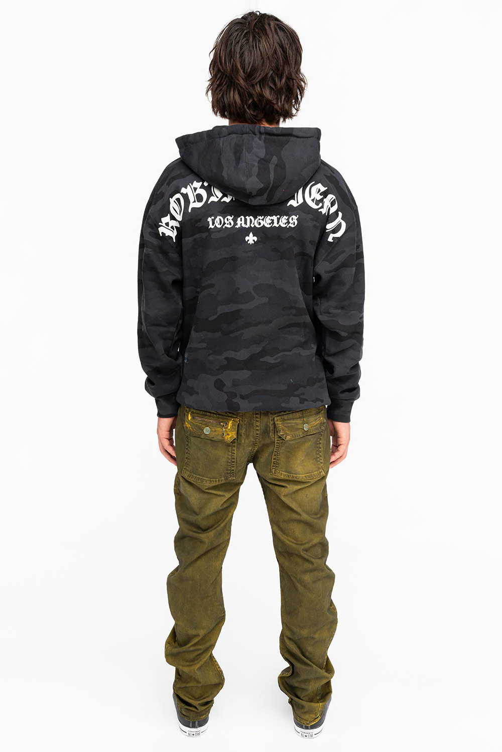 FLEUR-DE-LIS SKULL HOODIE IN BLACK CAMO - Image 4