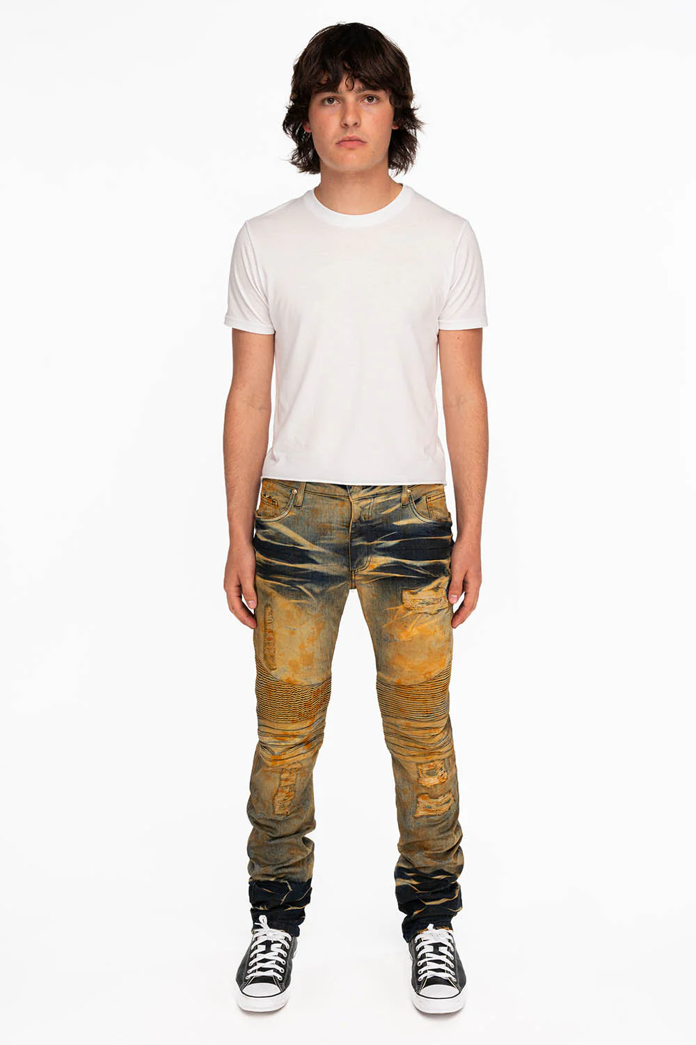 LONG FLAP MENS SKINNY BIKER JEANS WITH CRYSTALS IN CHICAGO - Image 4