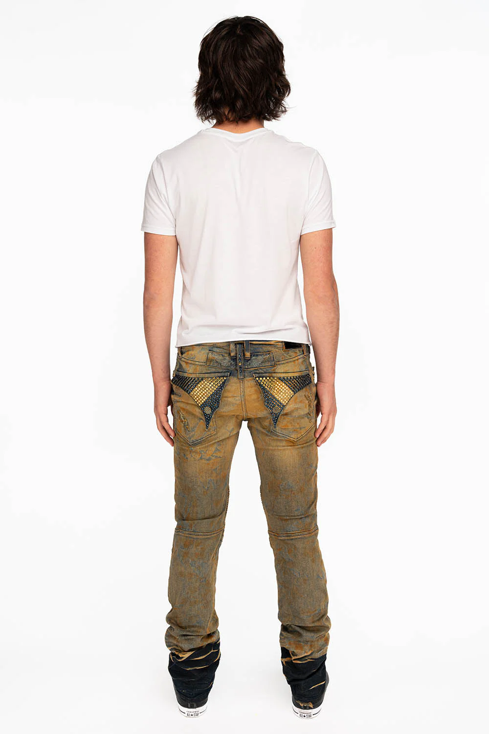 LONG FLAP MENS SKINNY BIKER JEANS WITH CRYSTALS IN CHICAGO - Image 5