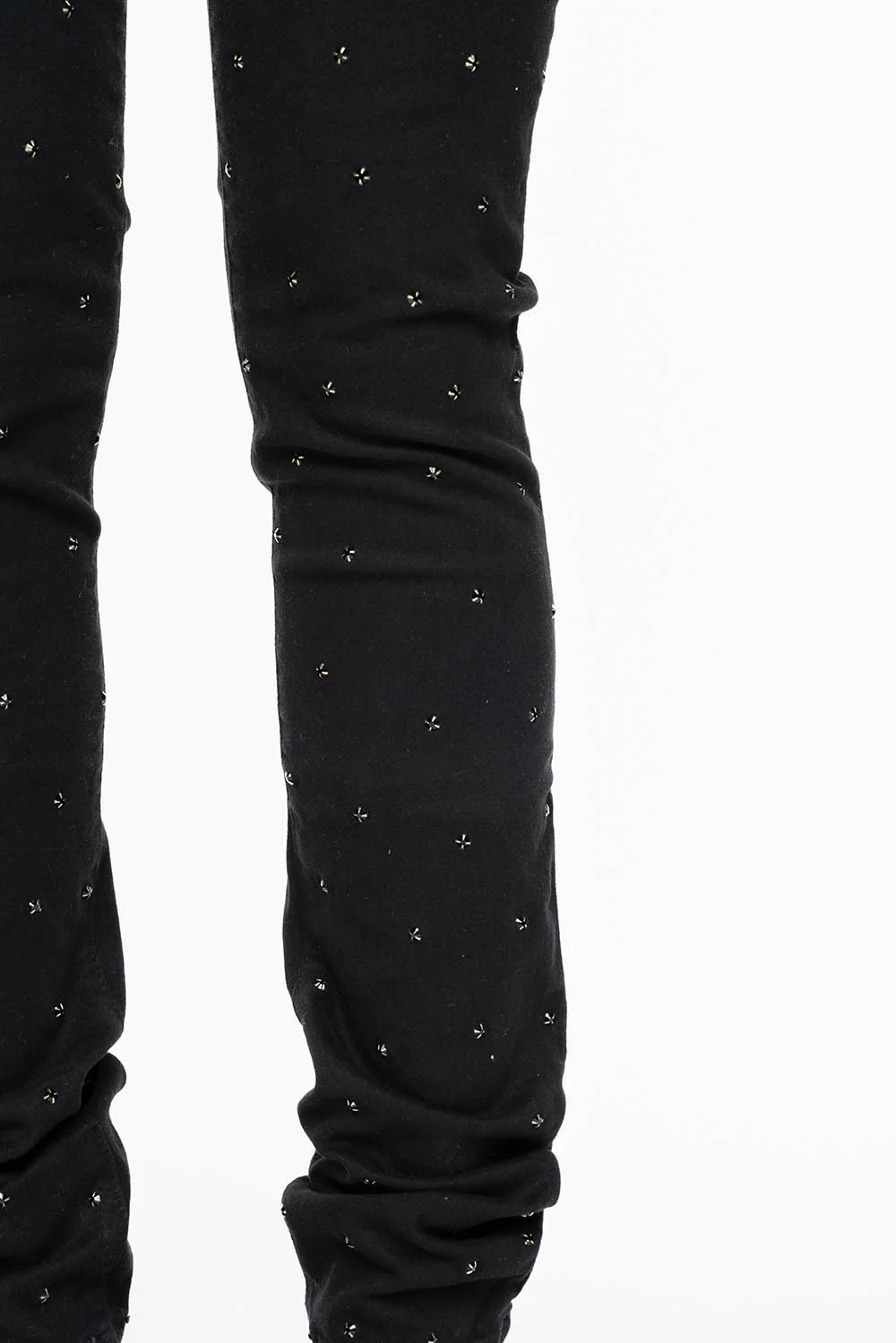 JANE MID RISE WOMENS SKINNY JEANS IN Blk WASH WITH JET BLK CRYSTALS ALL OVER - Image 5