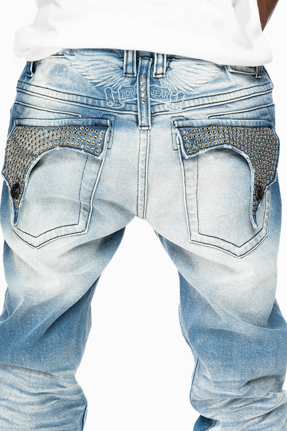 KILLER FLAP  SKINNY JEAN IN BLUE OMAHA MEDIUM WASH FULLY EMBELLISHED WITH  CRYSTALS - Image 6