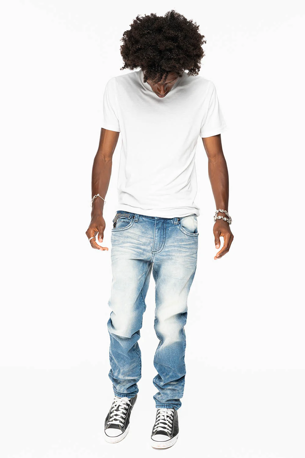 KILLER FLAP  SKINNY JEAN IN BLUE OMAHA MEDIUM WASH FULLY EMBELLISHED WITH  CRYSTALS - Image 7
