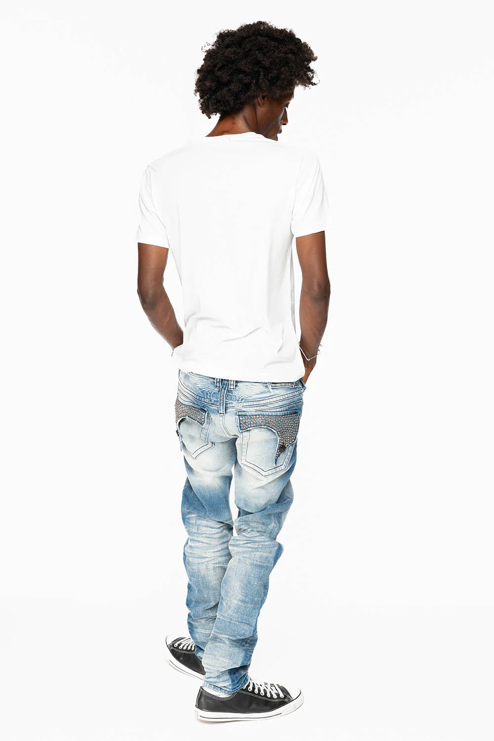 KILLER FLAP  SKINNY JEAN IN BLUE OMAHA MEDIUM WASH FULLY EMBELLISHED WITH  CRYSTALS - Image 8
