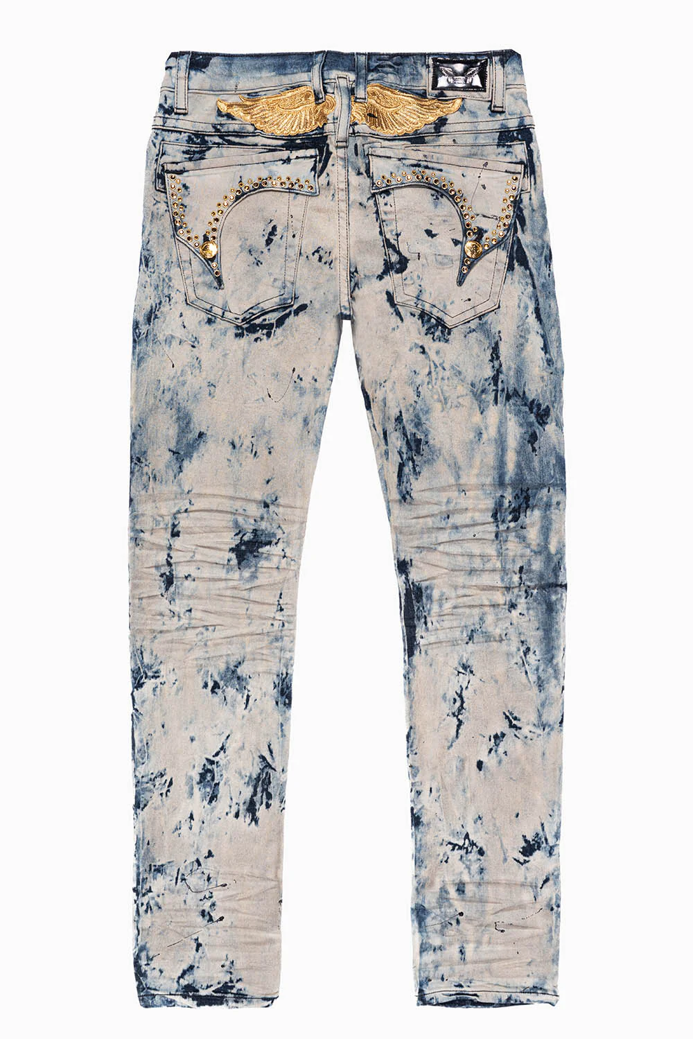 KILLER FLAP MENS SKINNY JEANS IN FROZEN WASH WITH EMBELLISHED SMOKY TOPAZ CRYSTALS - Image 6