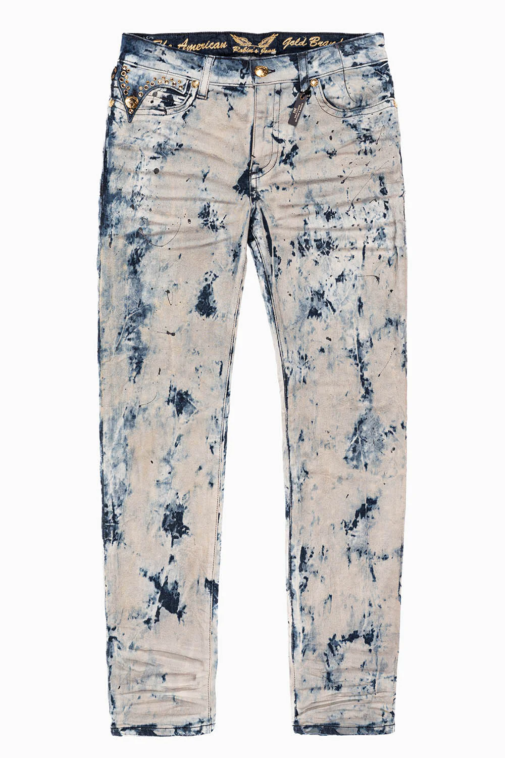 KILLER FLAP MENS SKINNY JEANS IN FROZEN WASH WITH EMBELLISHED SMOKY TOPAZ CRYSTALS - Image 7