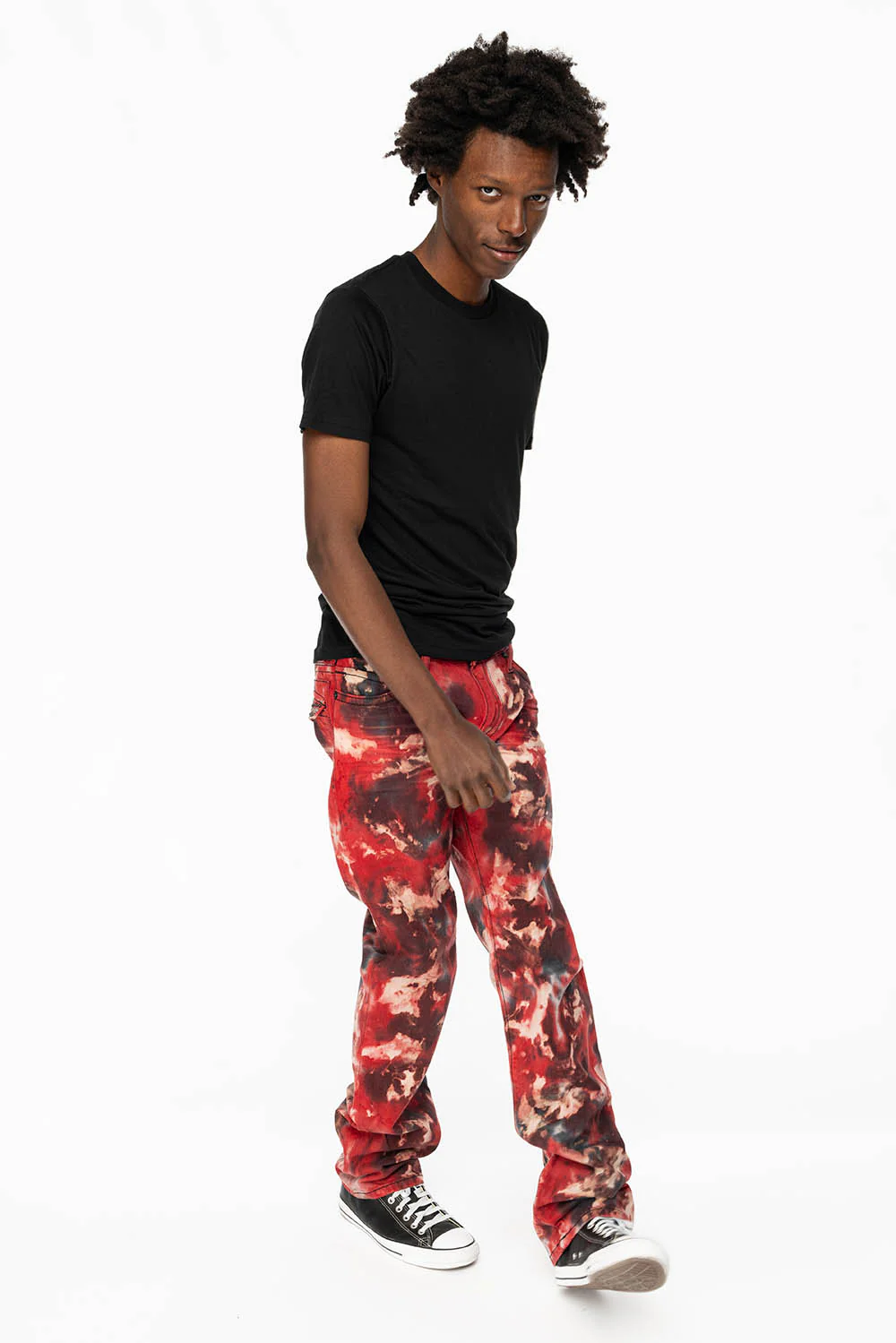 KILLER FLAP STRAIGHT LEG JEANS WITH  FULL CRYSTALS  IN RED SUN DANCE WASH - Image 7