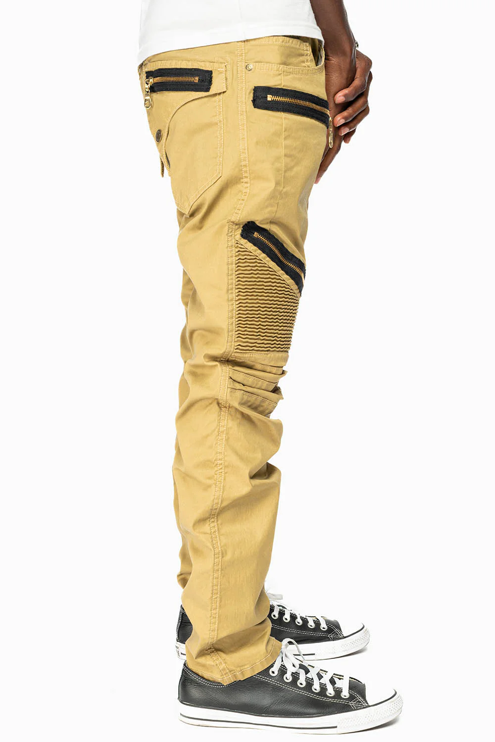 LONG FLAP BIKER IN GOLD DY FABRIC - Image 5