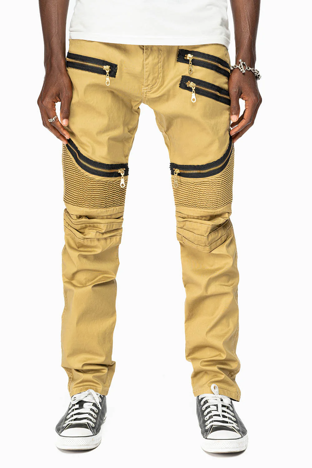 LONG FLAP BIKER IN GOLD DY FABRIC - Image 6