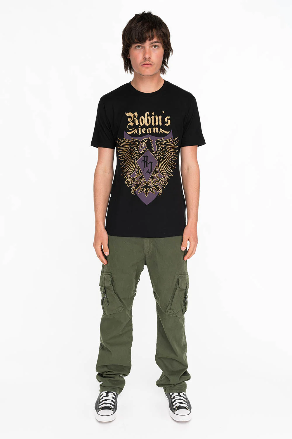EAGLE CREST TEE IN BLACK AND PURPLE - Image 4