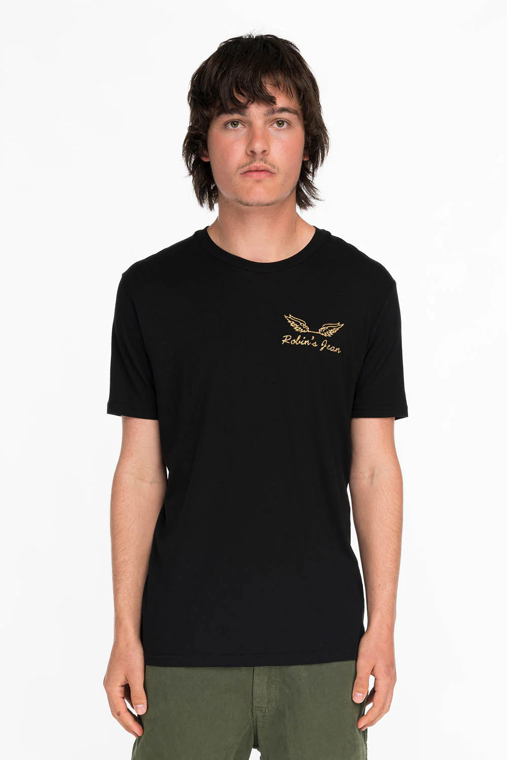 GOLD GLITTER FLEUR TEE WITH WINGS ON BACK IN BLACK - Image 2