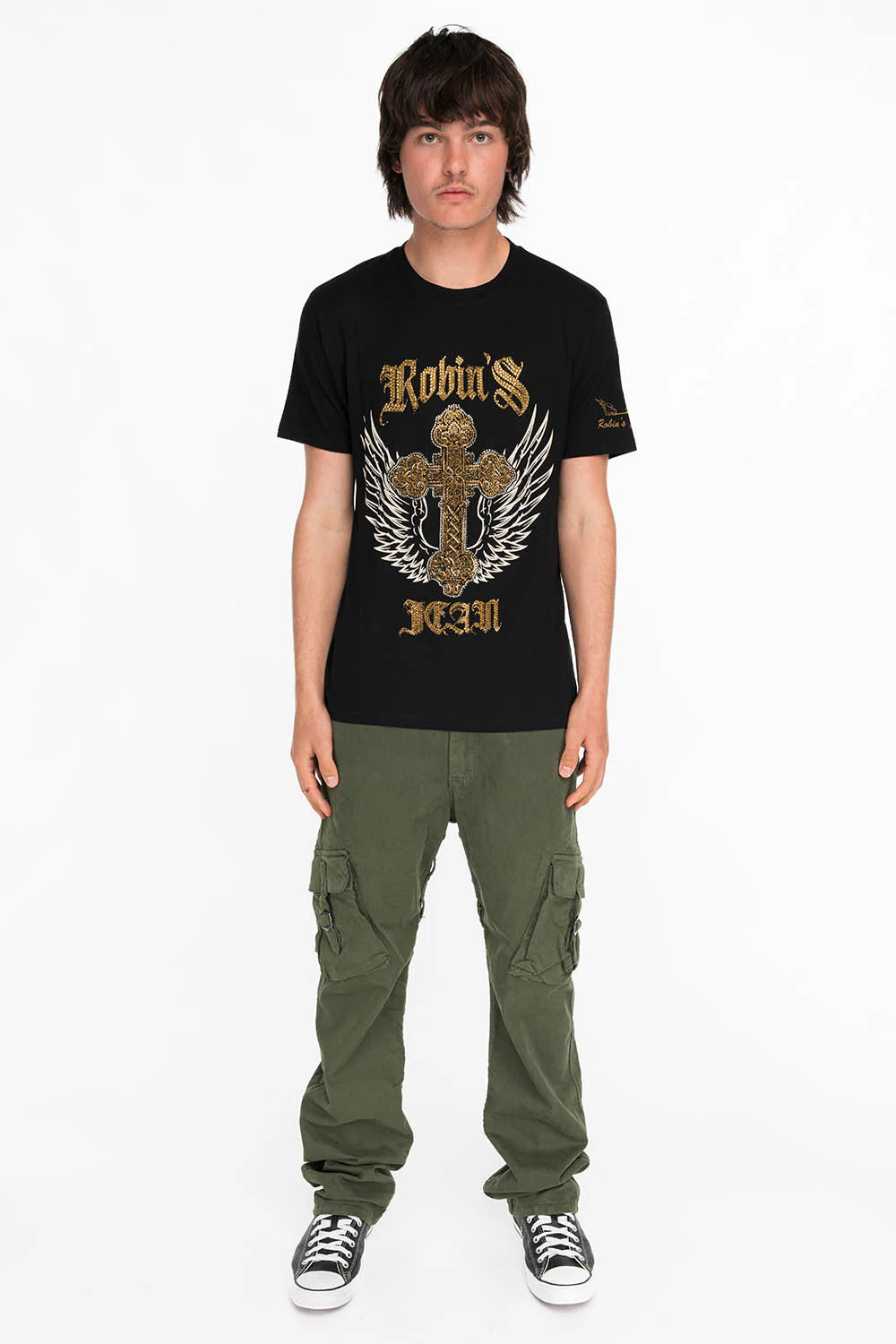 CRYSTAL CROSS TEE IN BLACK - Image 3