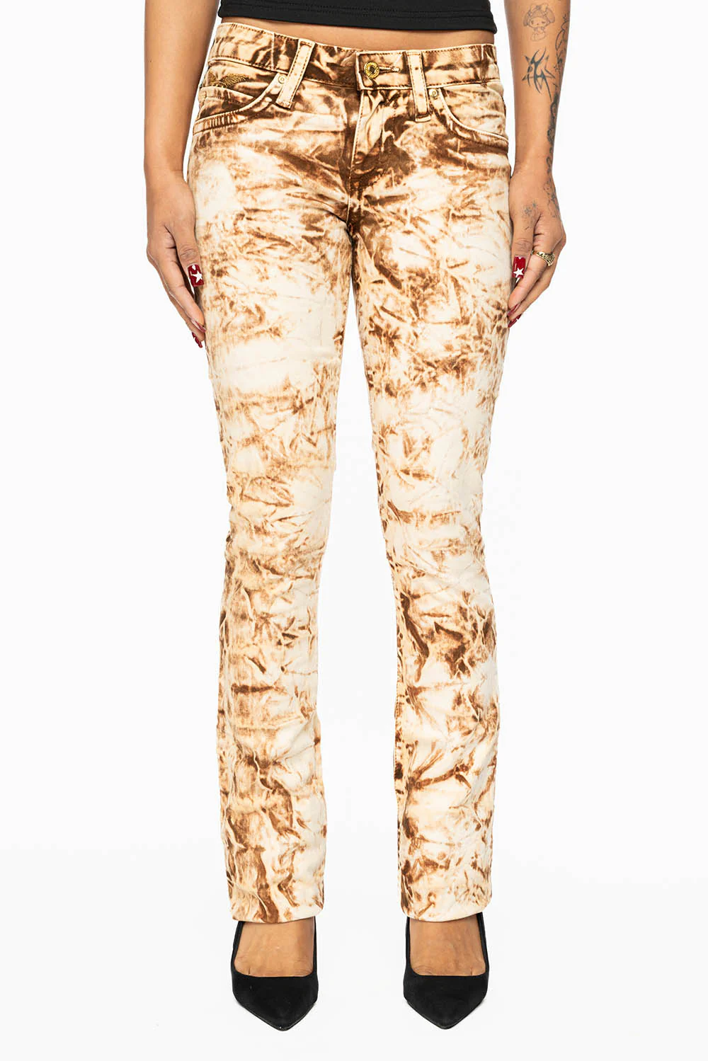 MARILYN LOW RISE WOMENS STRAIGHT LEG JEANS IN HAWAII KHAKI WASH - Image 3