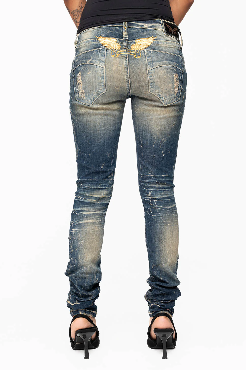 MARILYN WOMENS SKINNY JEAN IN 4D DARK BROKEN WASH - Image 4