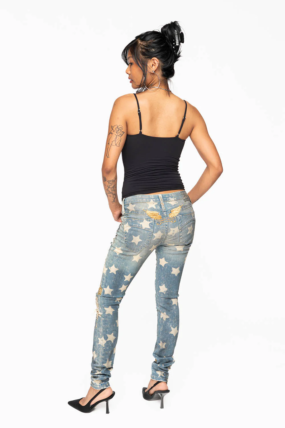 MARILYN WOMENS SKINNY PATRICE 3D DRK BROKEN WASH EMBELLISHED WITH CRYSTALS - Image 10