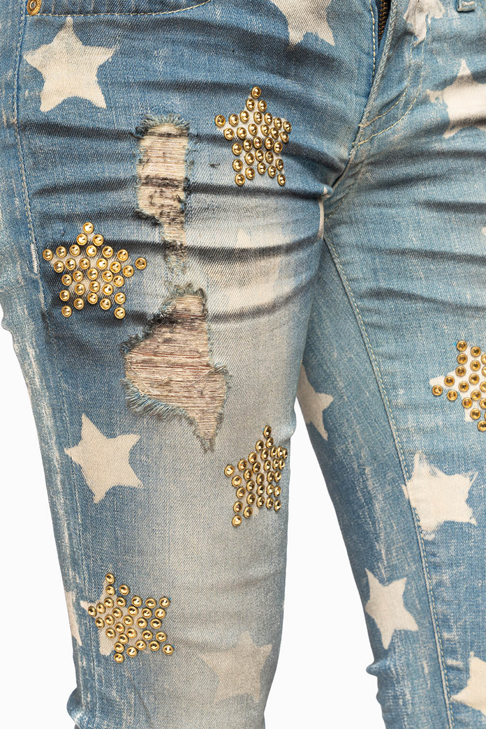MARILYN WOMENS SKINNY PATRICE 3D DRK BROKEN WASH EMBELLISHED WITH CRYSTALS - Image 2