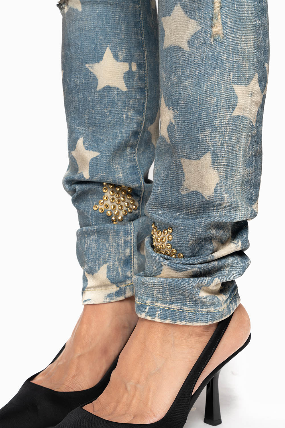 MARILYN WOMENS SKINNY PATRICE 3D DRK BROKEN WASH EMBELLISHED WITH CRYSTALS - Image 6