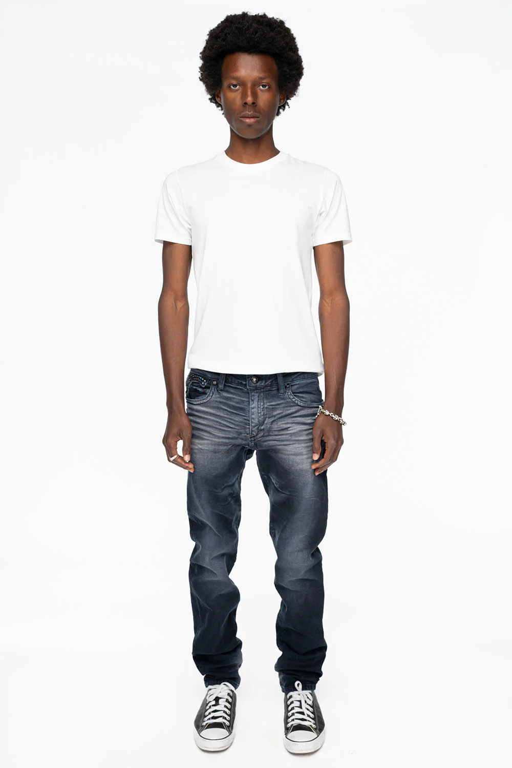 KILLER FLAP MENS SKINNY JEANS IN ANTIQUE PURPLE WITH TONAL WINGS AND FULL CRYSTAL - Image 7
