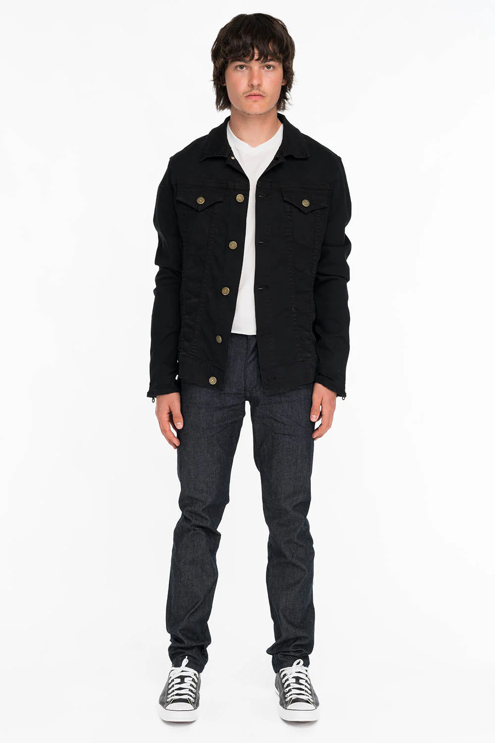 MENS RAW DENIM SLIM FIT KILLER FLAP JEANS WITH GOLD WINGS AND CRYSTALS - Image 4