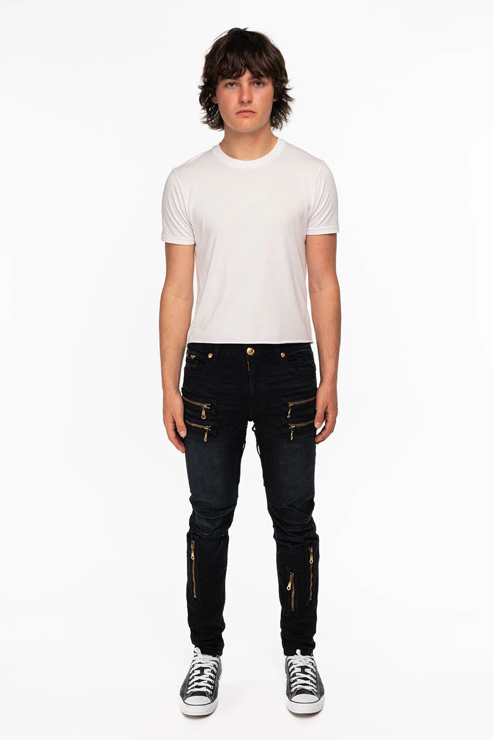 NEW BIKER IN F_UP BLACK WITH GOLD EMBROIDERED O.E SCRIPT - Image 4