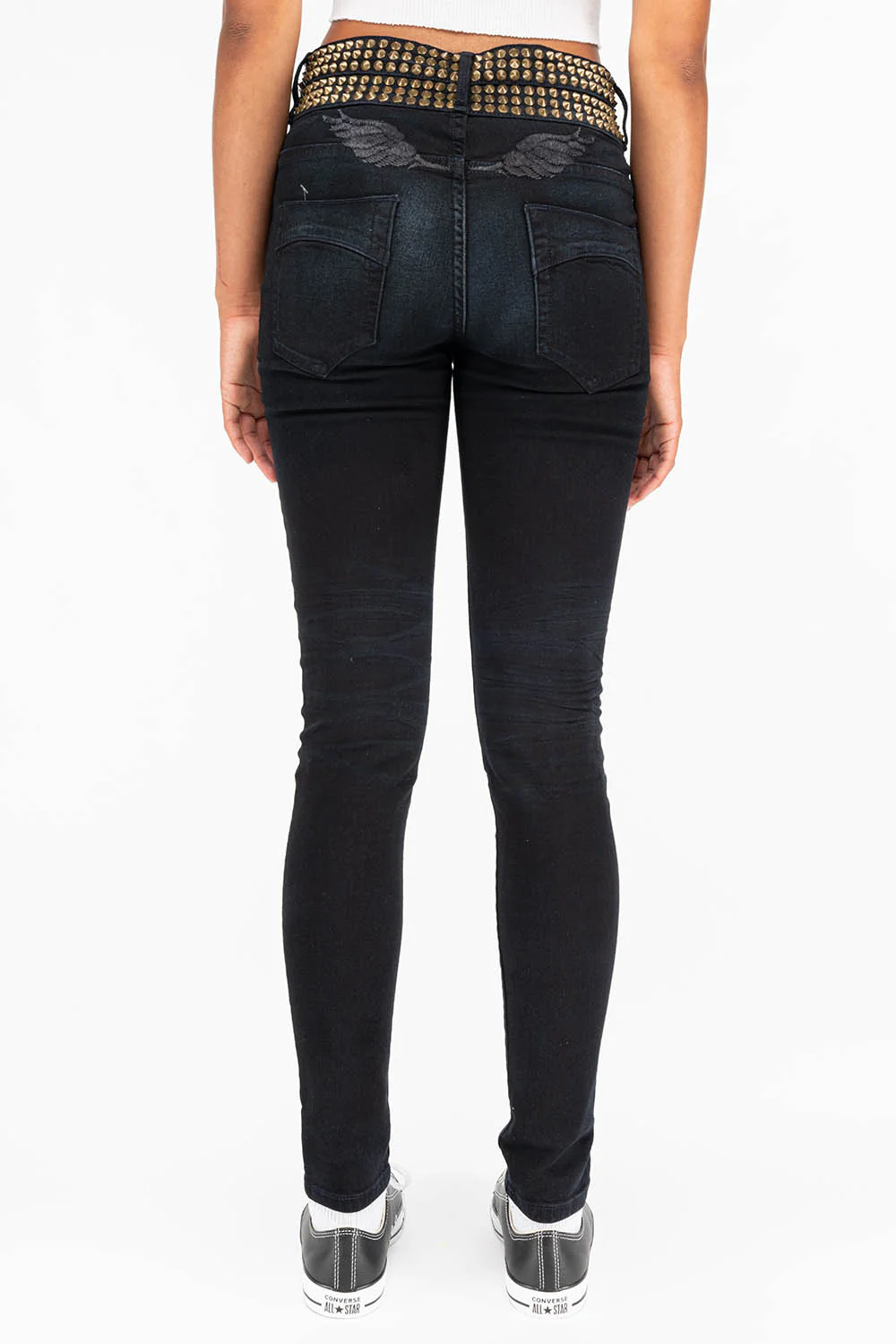 ROBIN'S DOUBLE WAIST SKINNY WITH SPIKES IN F-UP BLACK - Image 3
