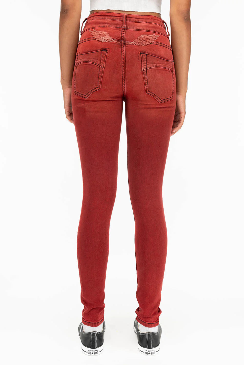 ROBIN'S DOUBLE WAIST SKINNY IN F-UP RED - Image 3