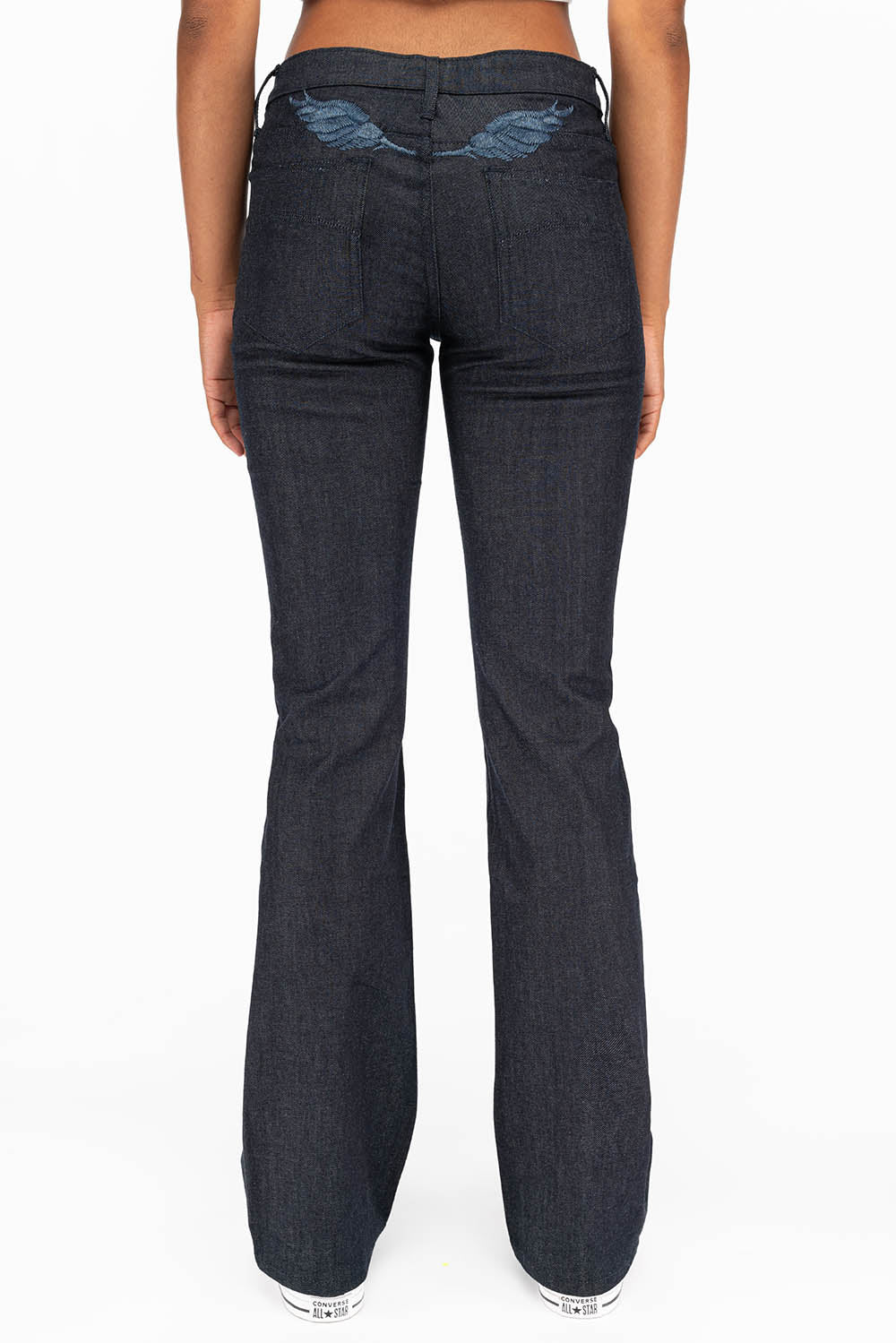 WOMENS MILITARY STYLE BOOT LEG JEANS IN RAW - Image 3