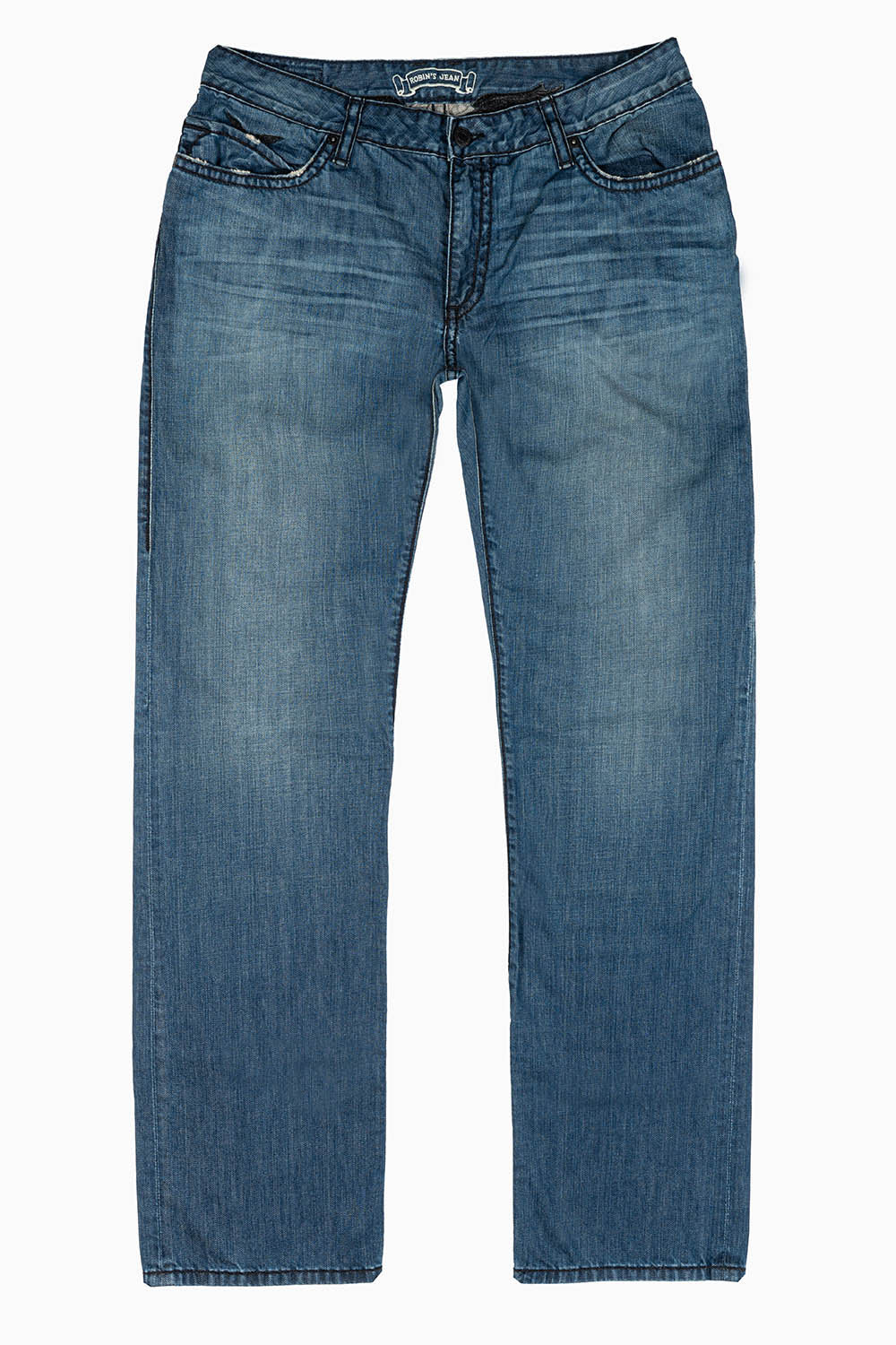 MENS CLASSIC 5 POCKET STRAIGHT LEG JEANS IN 3D MEDIUM WASH WITH XLARGE CRYSTALS - Image 3