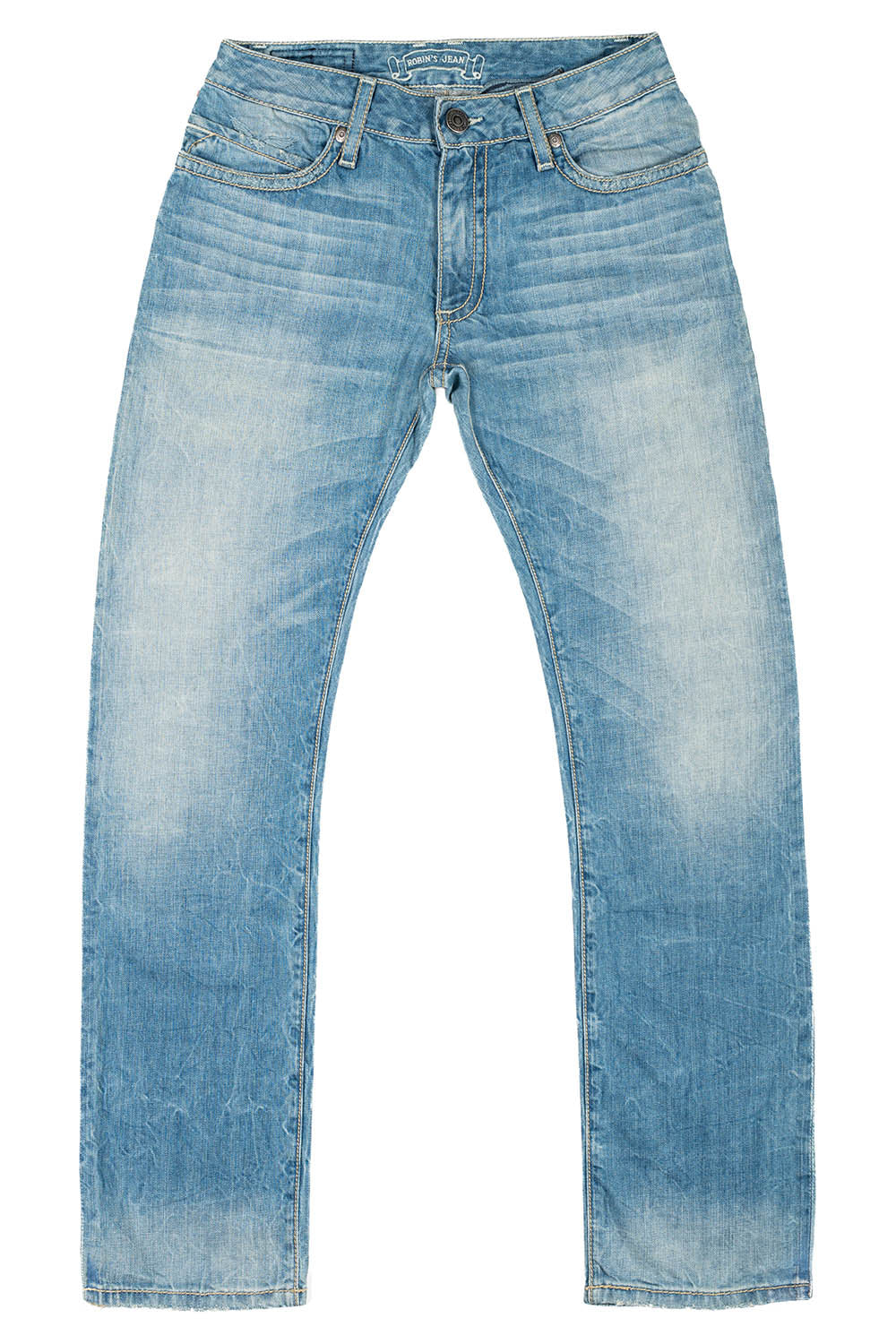 MENS CLASSIC STRAIGHT LEG JEAN IN BLUE THUNDER MEDIUM WASH WITH CRYSTALS AND NAILHEADS - Image 2