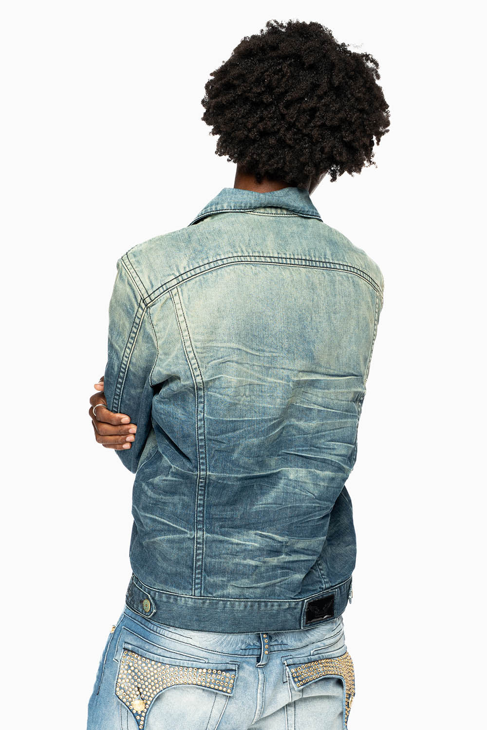 MENS DENIM JACKET IN ALBANY DARK BROKEN - Image 6
