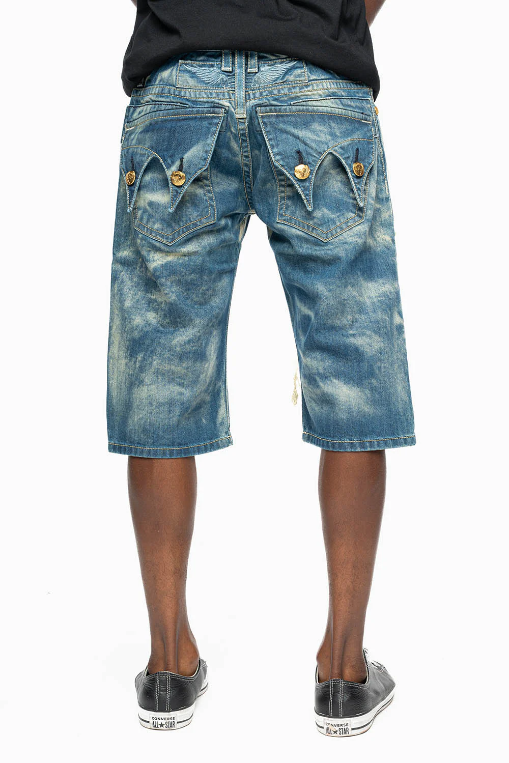 MENS DOUBLE FLAP DESTROYED SHORTS IN BOSTON WASH - Image 2
