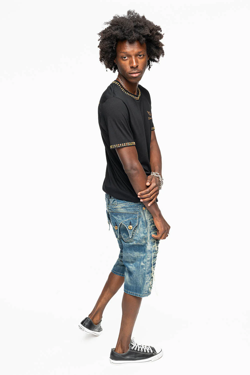 MENS DOUBLE FLAP DESTROYED SHORTS IN BOSTON WASH - Image 4