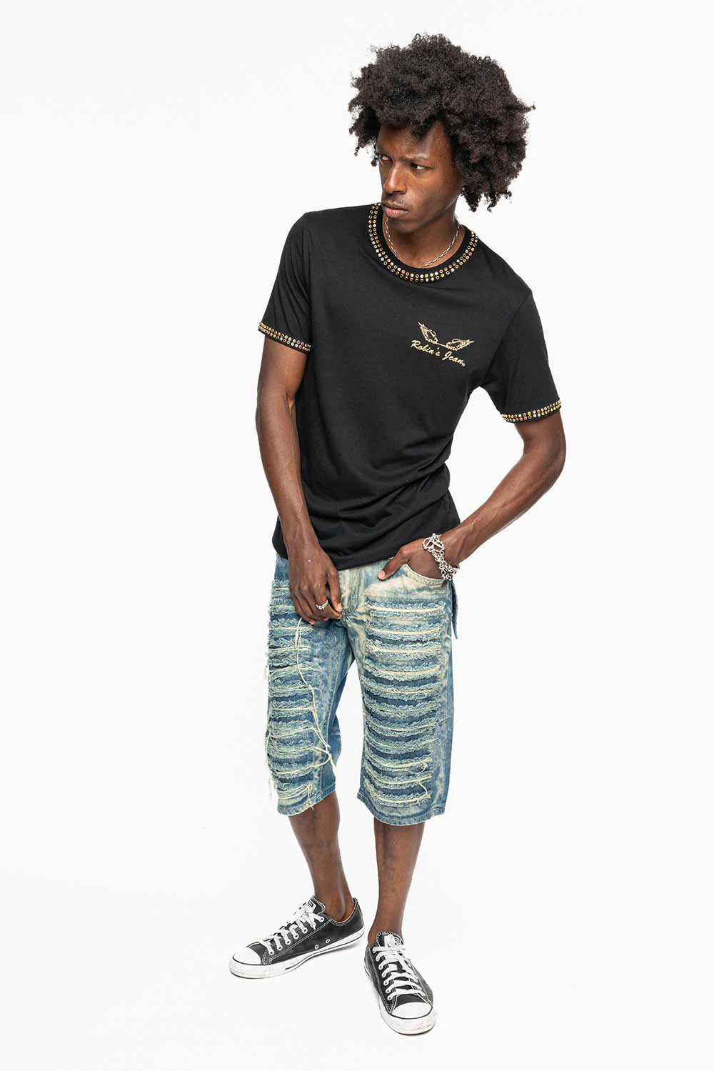MENS DOUBLE FLAP DESTROYED SHORTS IN BOSTON WASH - Image 5