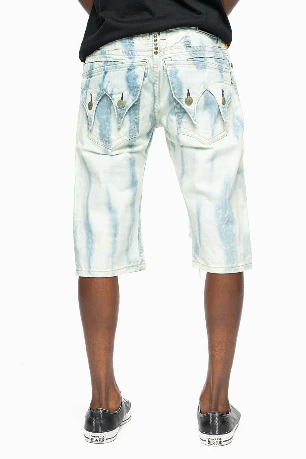 MENS DOUBLE FLAP DESTROYED SHORTS IN FLORENCE WASH - Image 2