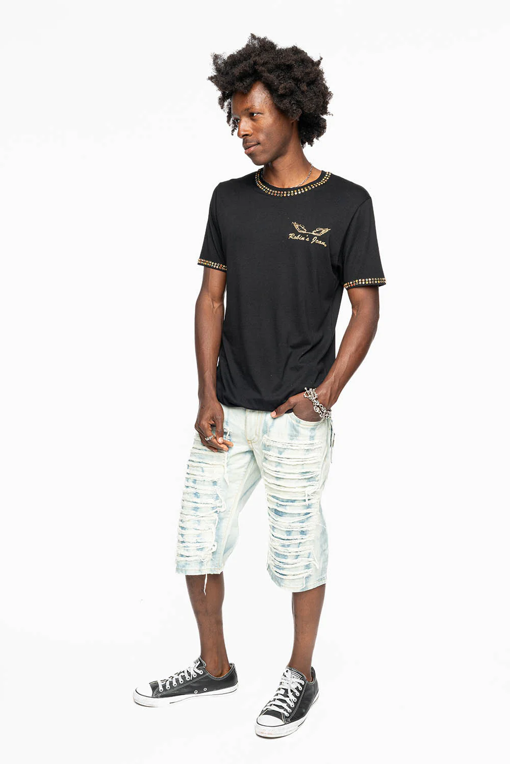 MENS DOUBLE FLAP DESTROYED SHORTS IN FLORENCE WASH - Image 4