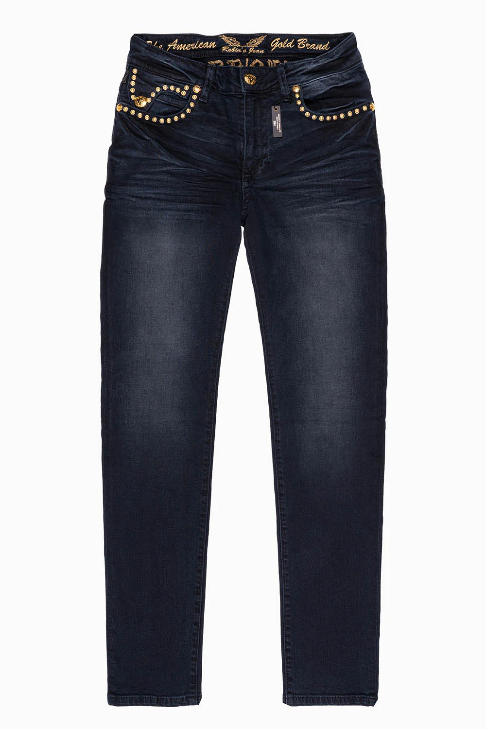 MENS F-UP BLACK SLIM FIT KILLER FLAP JEANS WITH O.E. SCRIPT EMBELLISHED WITH GOLD NAILHEADS - Image 7