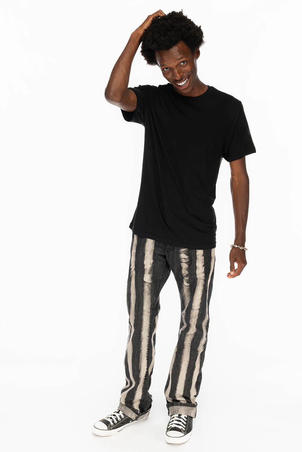 MENS LONG FLAP PRISONER BLACK WASH JEANS WITH EMBELLISHMENT - Image 5