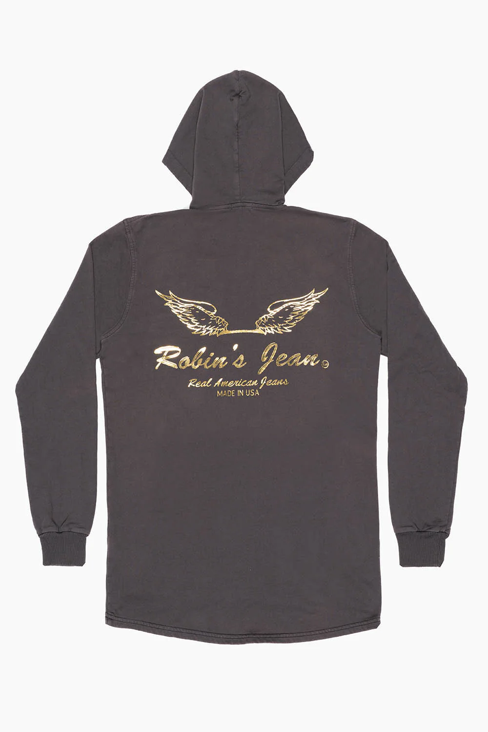 MENS LONG LENGTH PULLOVER HOODIE IN CHARCOAL - Image 2