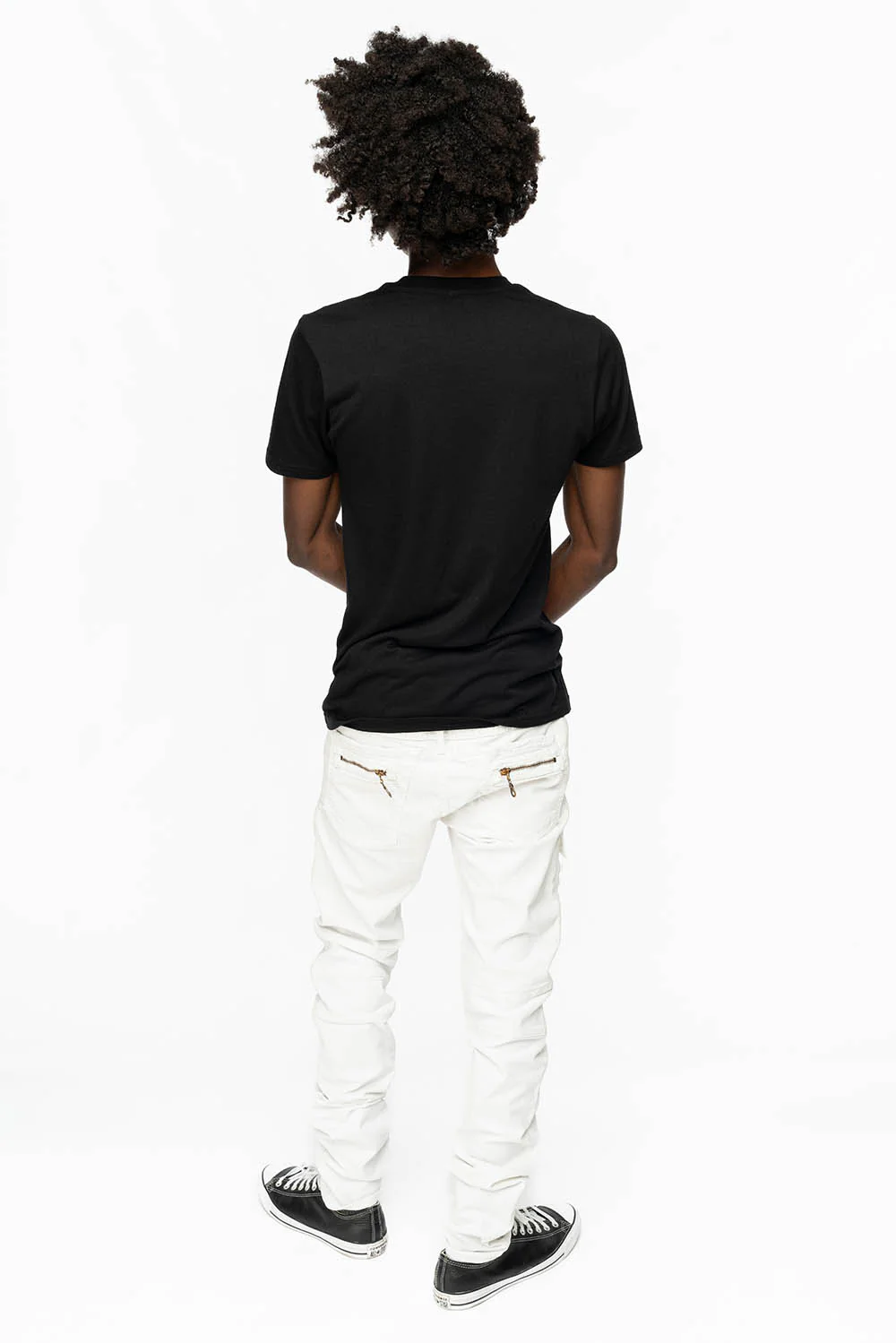 MENS MOTO BIKER JEANS WITH UTILITY POCKETS IN WHITE - Image 4