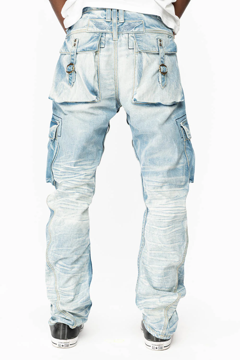 MENS PREDATOR CARGO PANTS  IN BLUE OMAHA LIGHT WASH - Image 2
