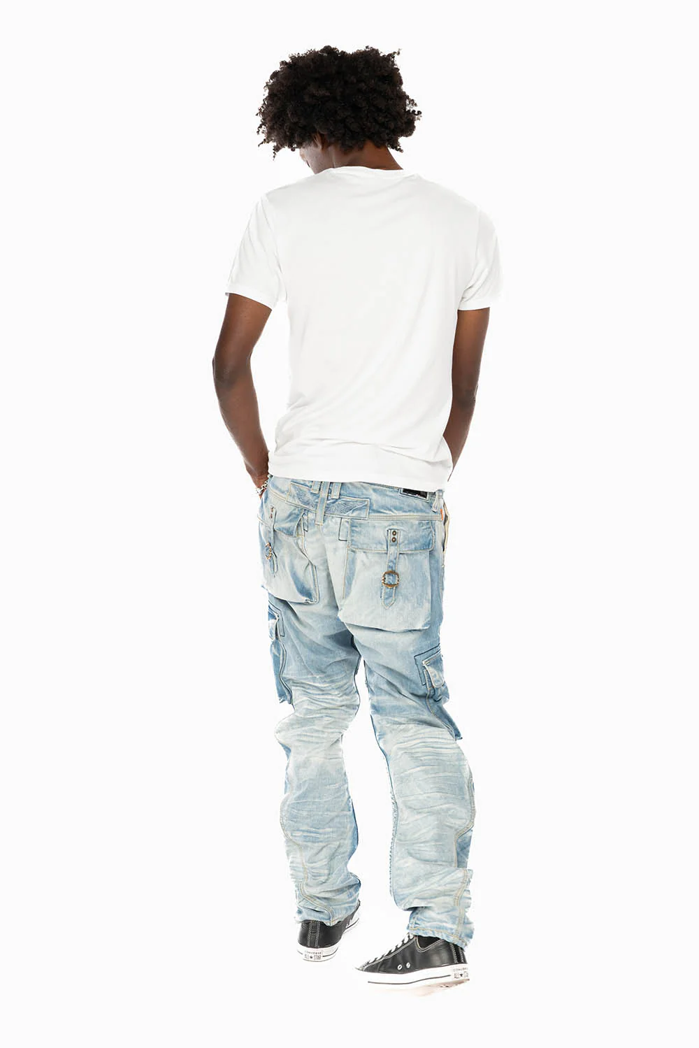 MENS PREDATOR CARGO PANTS  IN BLUE OMAHA LIGHT WASH - Image 4