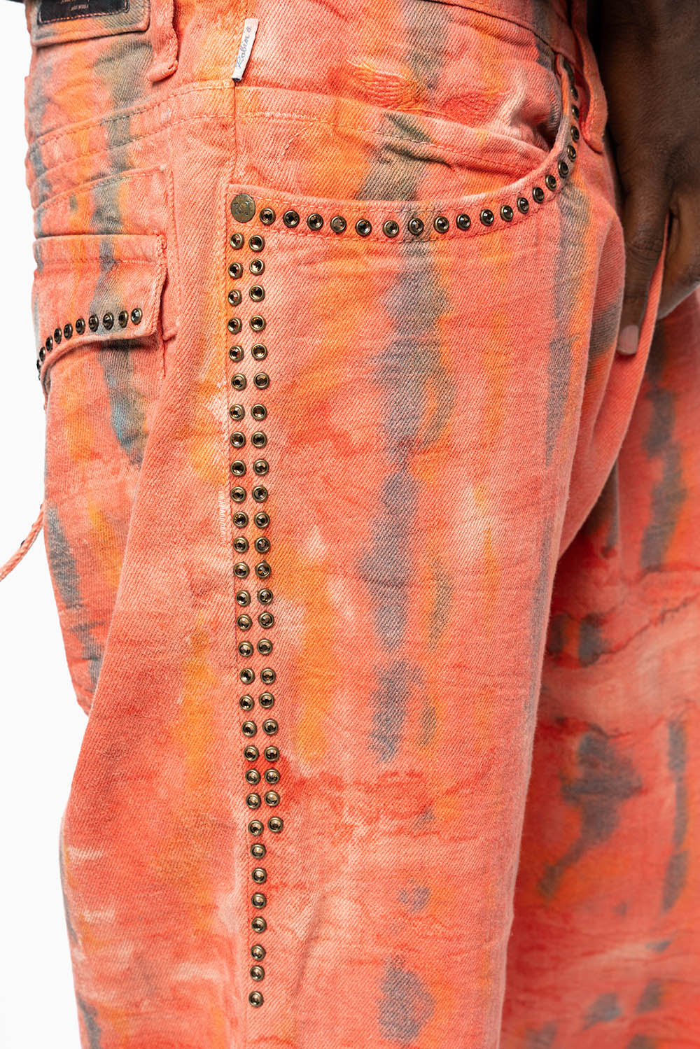 MENS SHORT WITH FLAP POCKETS IN DUBLIN WASH WITH  SMOKEY TOPAZ CRYSTALS - Image 7