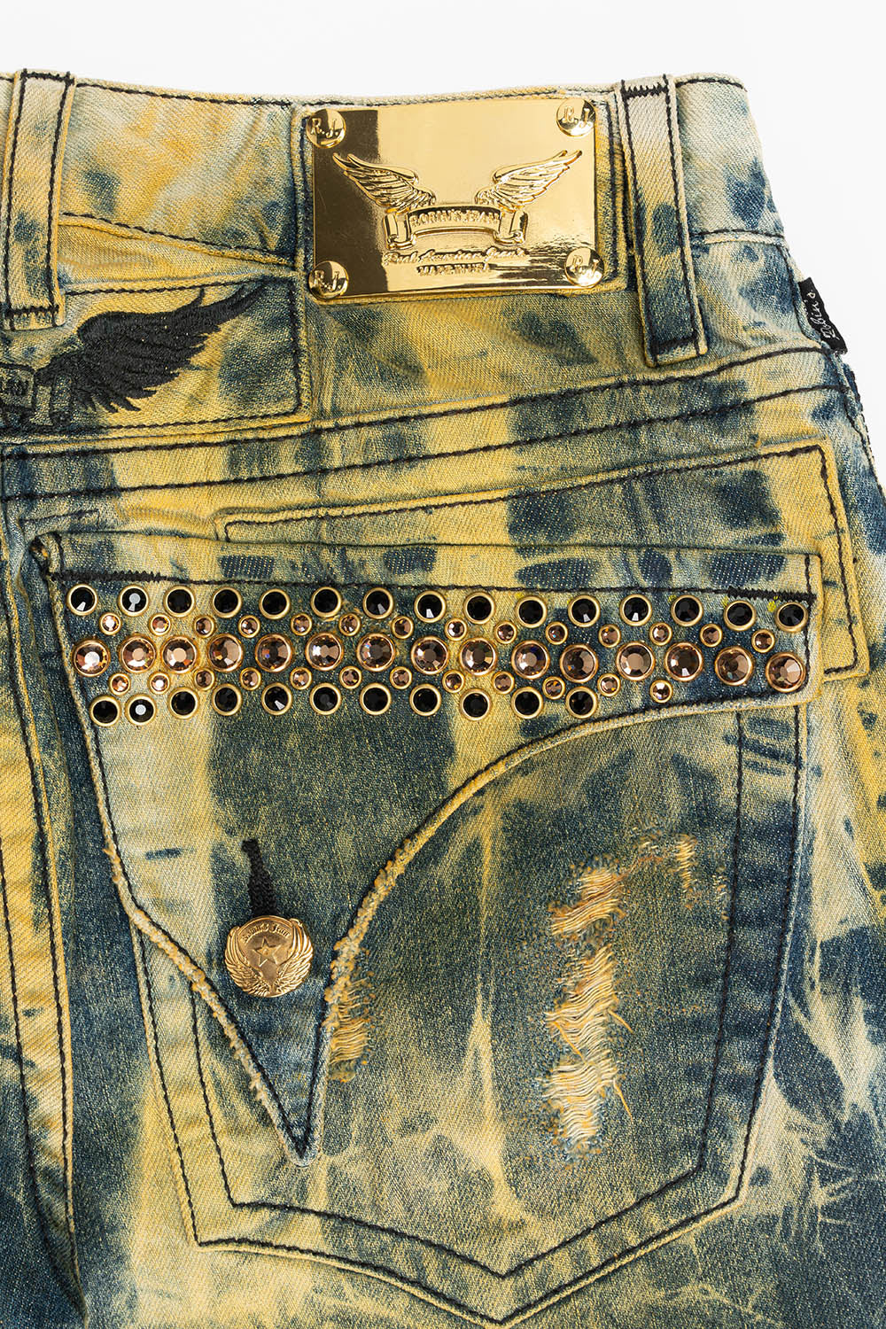 MENS SHORT WITH FLAP POCKETS IN SYDNEY BROKEN REPAIRED WASH WITH CRYSTALS - Image 2