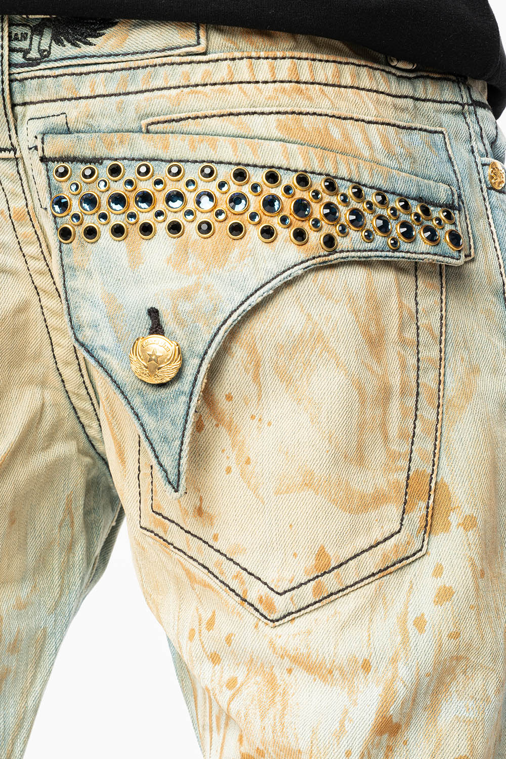 MENS SHORT WITH FLAP POCKETS IN TRAVELER BROKEN REPAIRED WASH WITH CRYSTALS - Image 5